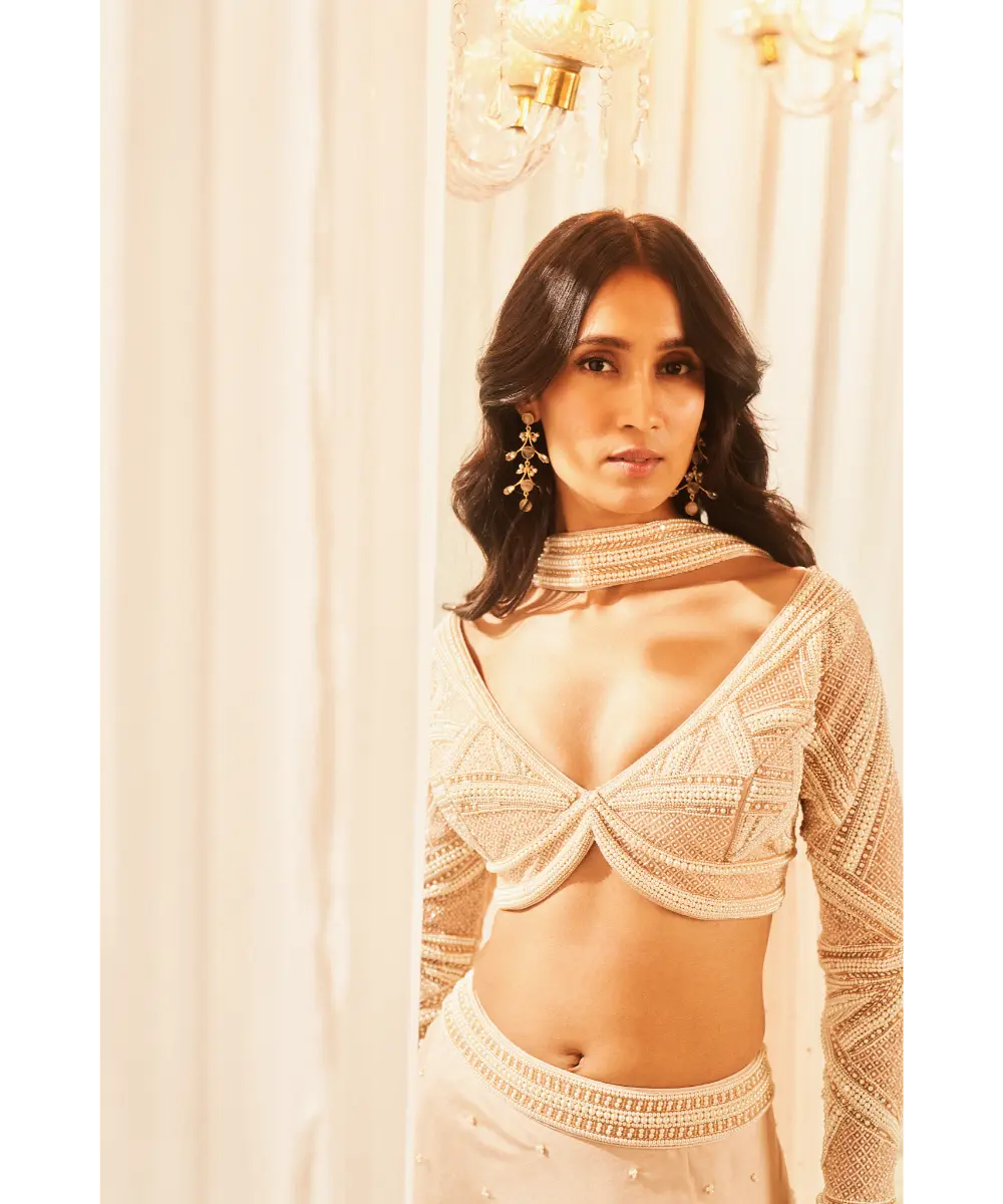 DISHA MUCHHALA- Dusty Beige Lehenga Set