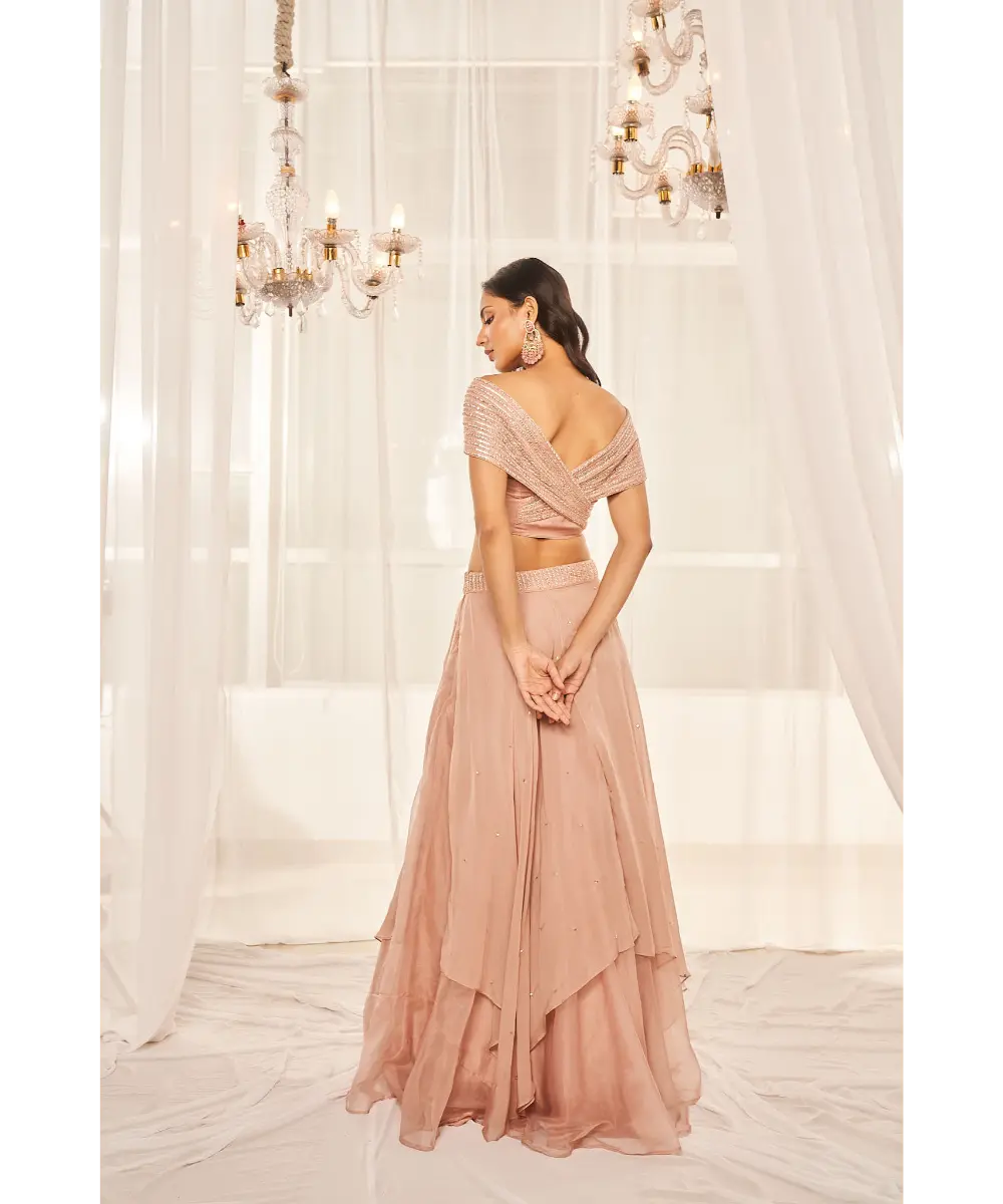 DISHA MUCHHALA- Blush Pink Lehenga Set