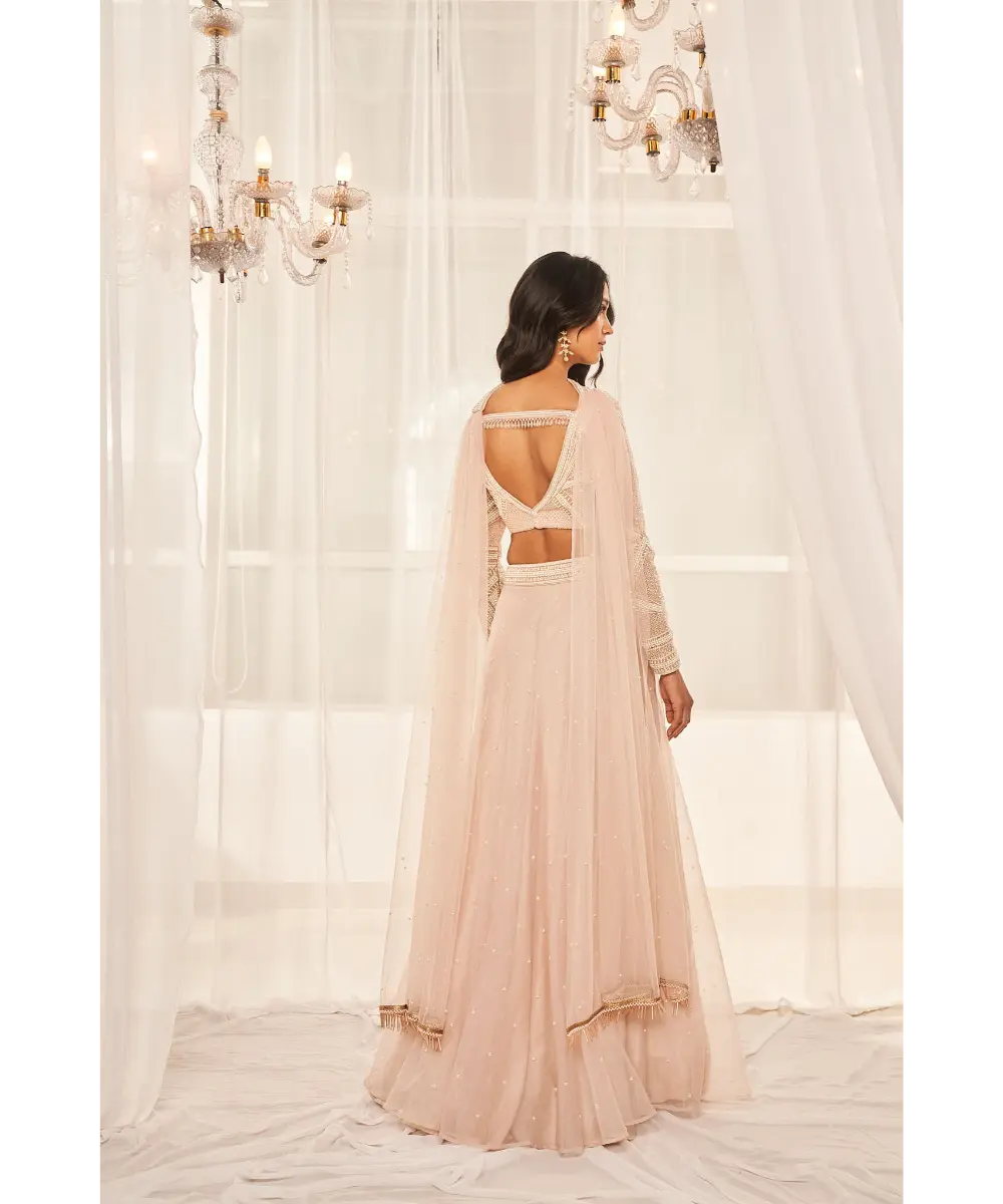 DISHA MUCHHALA- Dusty Beige Lehenga Set