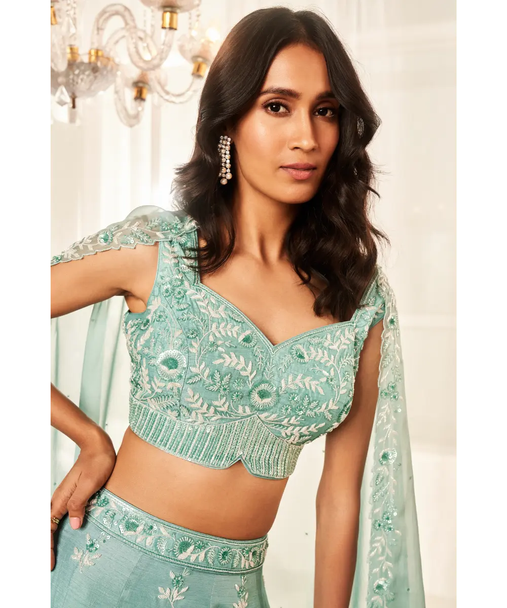 DISHA MUCHHALA- Candy Blue Lehenga Set