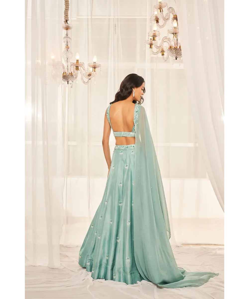 DISHA MUCHHALA- Candy Blue Lehenga Set