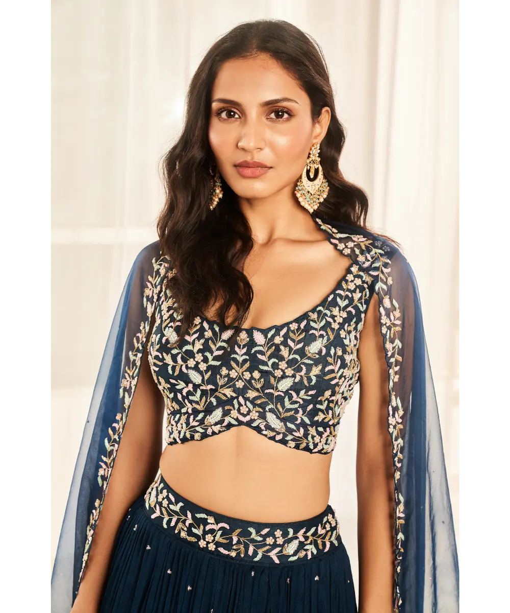 DISHA MUCHHALA- Teal Blue Lehenga Set