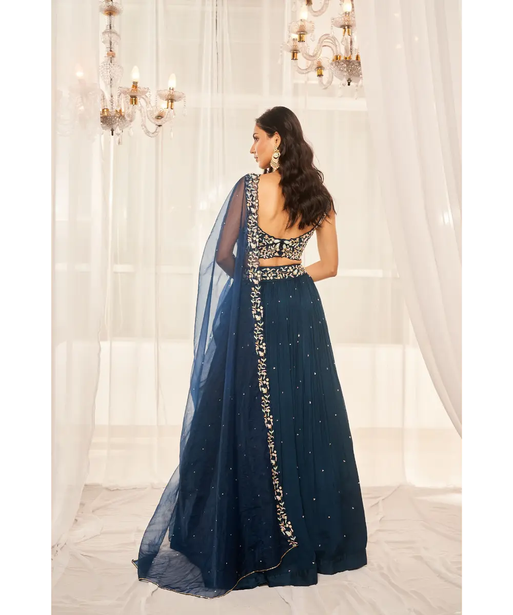 DISHA MUCHHALA- Teal Blue Lehenga Set