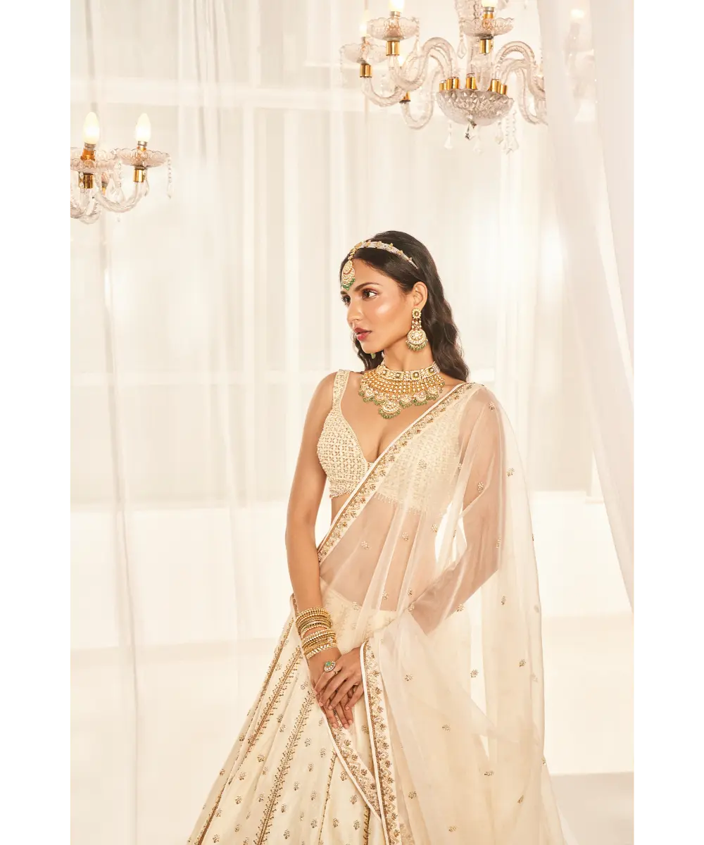 DISHA MUCHHALA- Ivory Bridal Lehenga Set