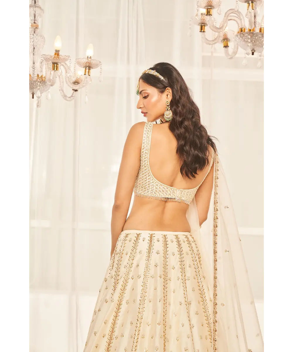 DISHA MUCHHALA- Ivory Bridal Lehenga Set