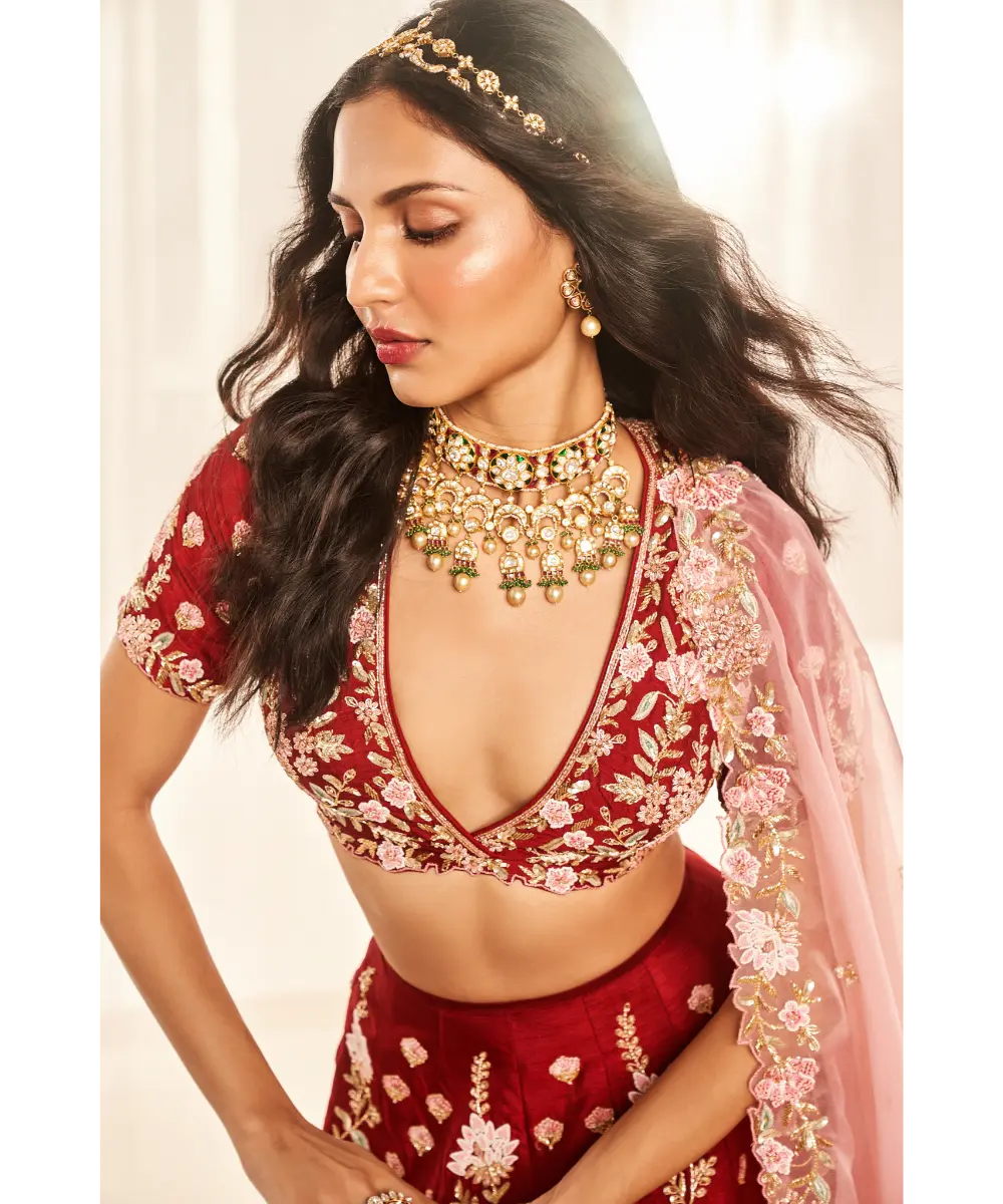DISHA MUCHHALA- Blood Red Bridal Set