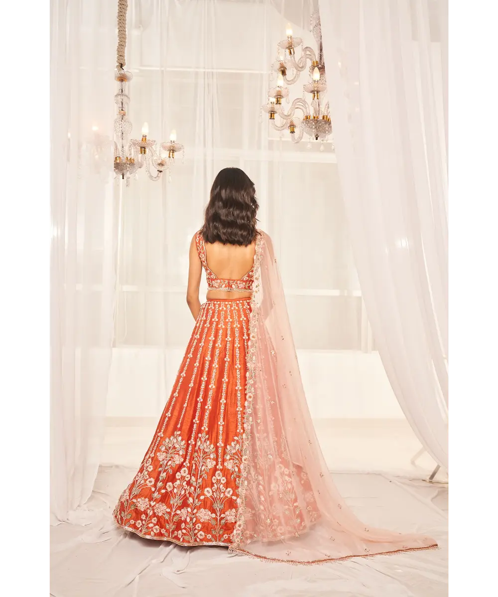 DISHA MUCHHALA- Burnt Orange Bridal Set