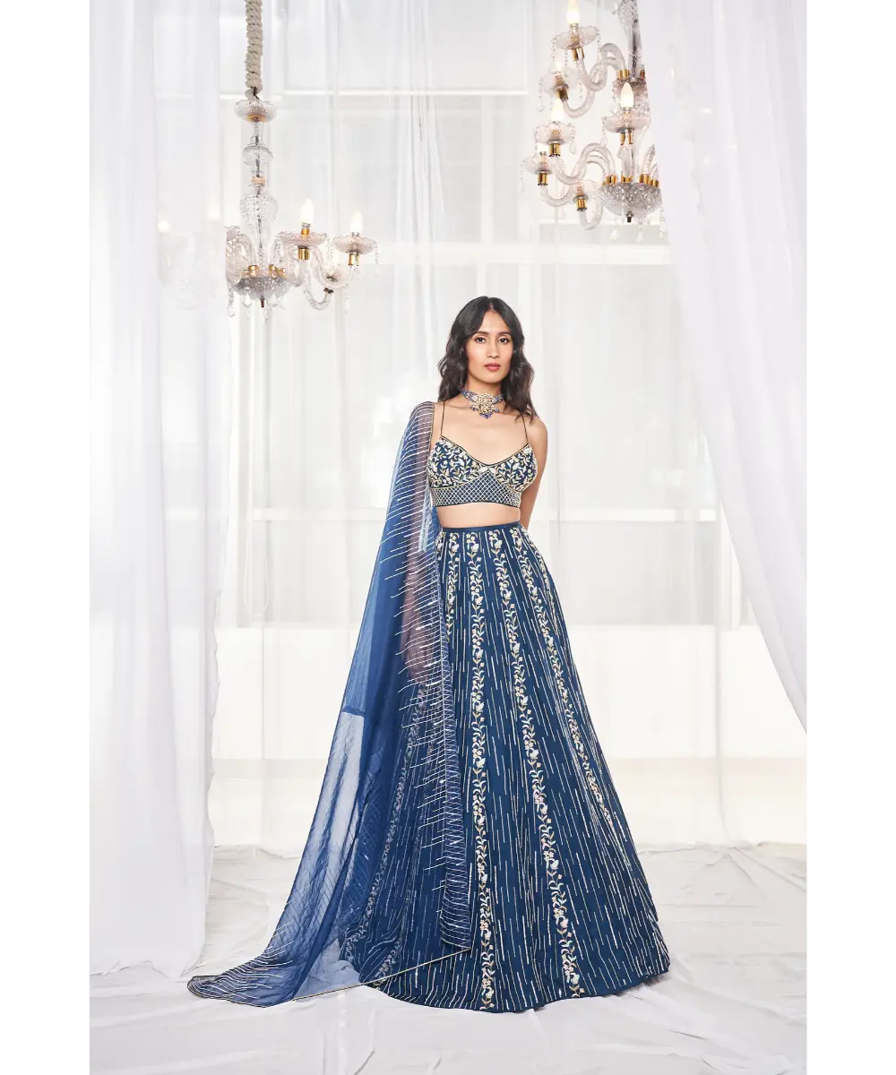 DISHA MUCHHALA- Teal Blue Bridal Set