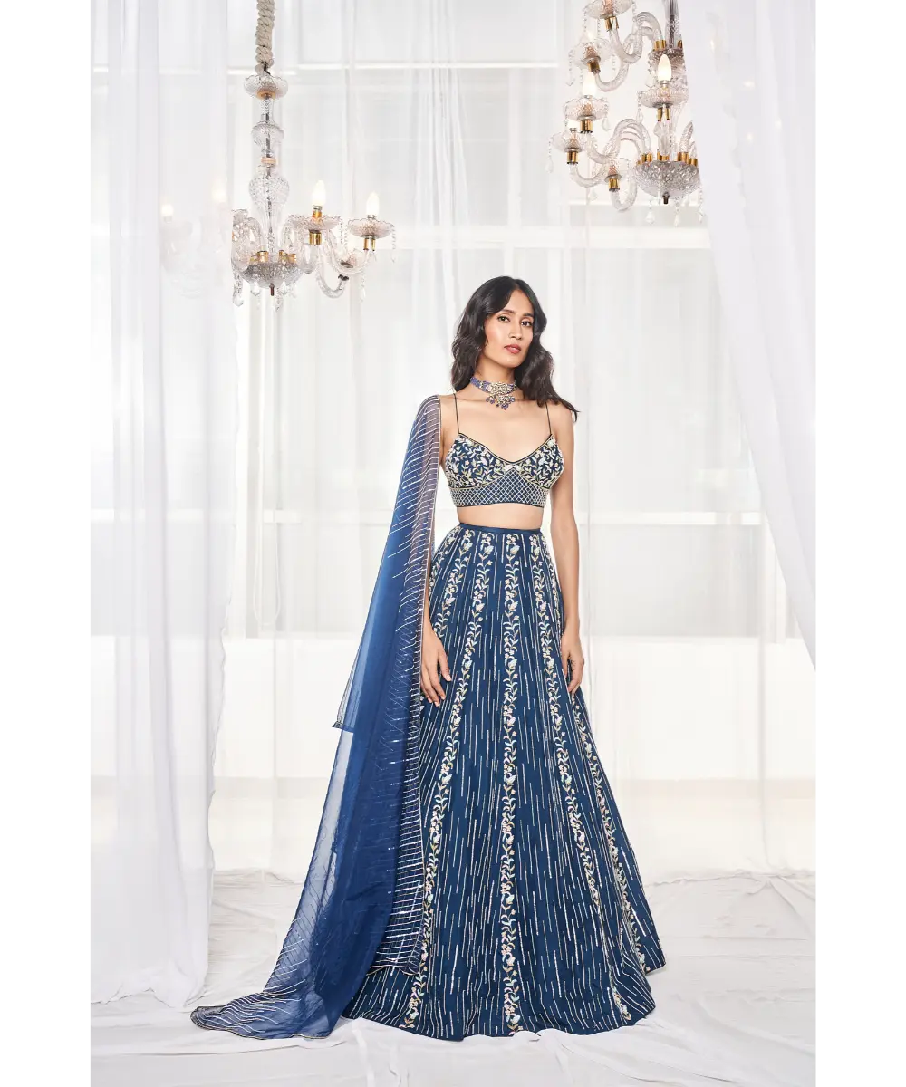 DISHA MUCHHALA- Teal Blue Bridal Set