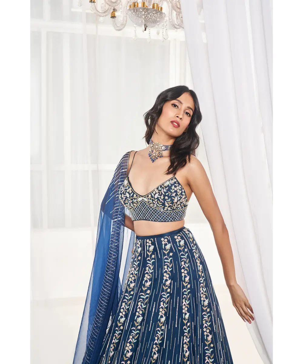 DISHA MUCHHALA- Teal Blue Bridal Set