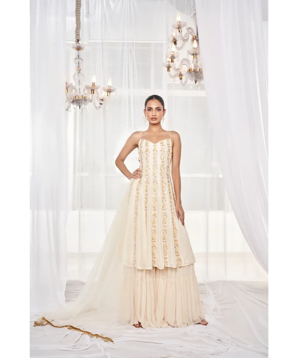 DISHA MUCHHALA- Ivory Kalidar Set