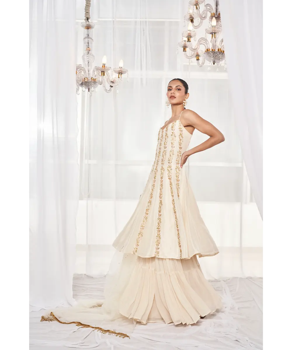 DISHA MUCHHALA- Ivory Kalidar Set