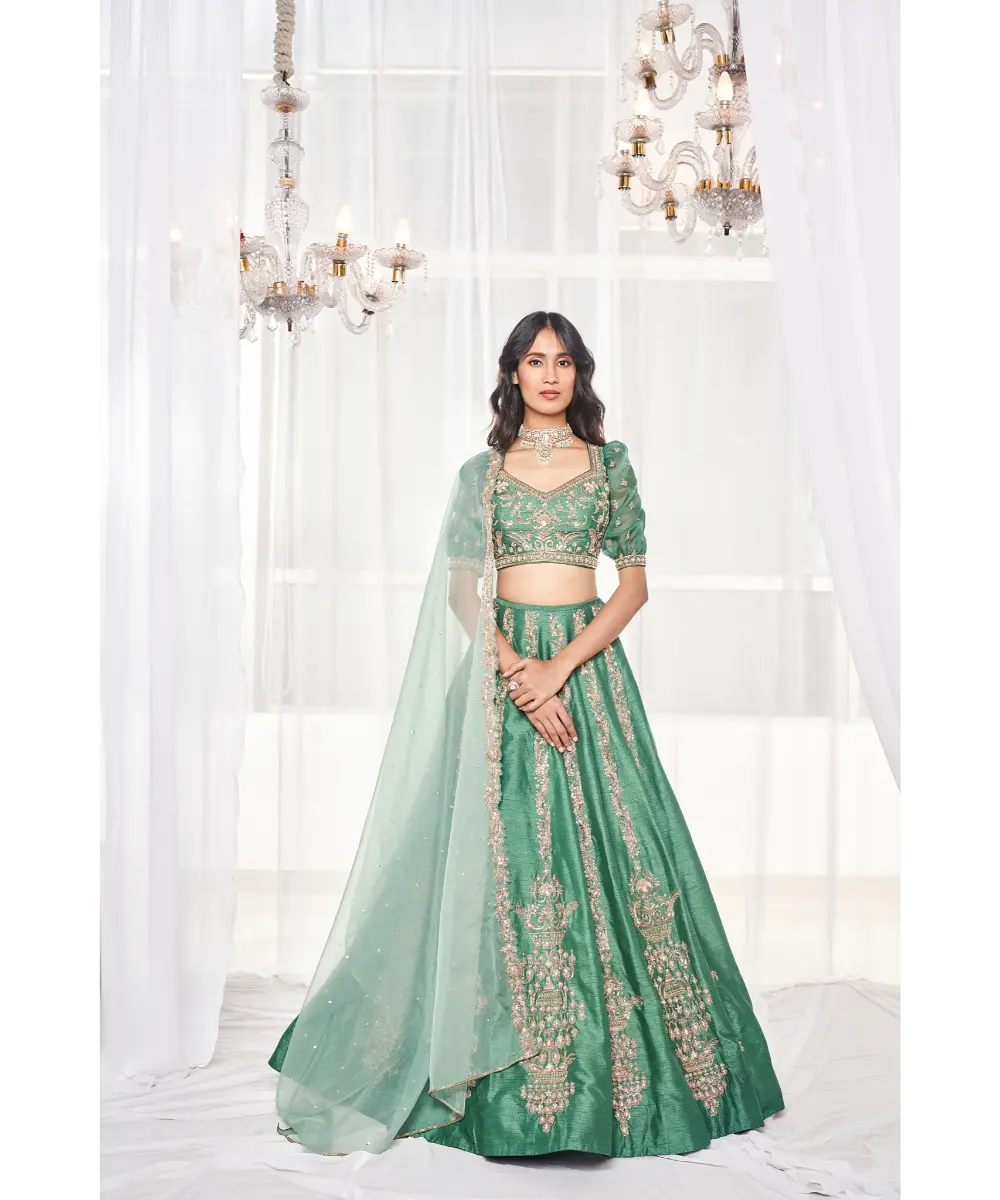 DISHA MUCHHALA- Teal Green Bridal Set