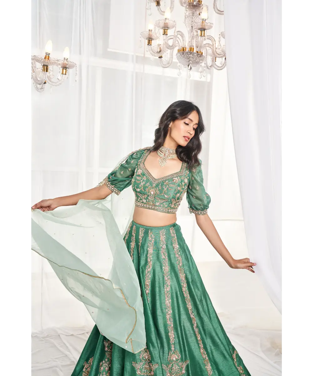DISHA MUCHHALA- Teal Green Bridal Set