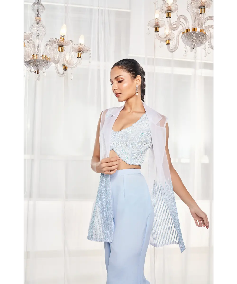 DISHA MUCHHALA- Powder Blue Pant Set