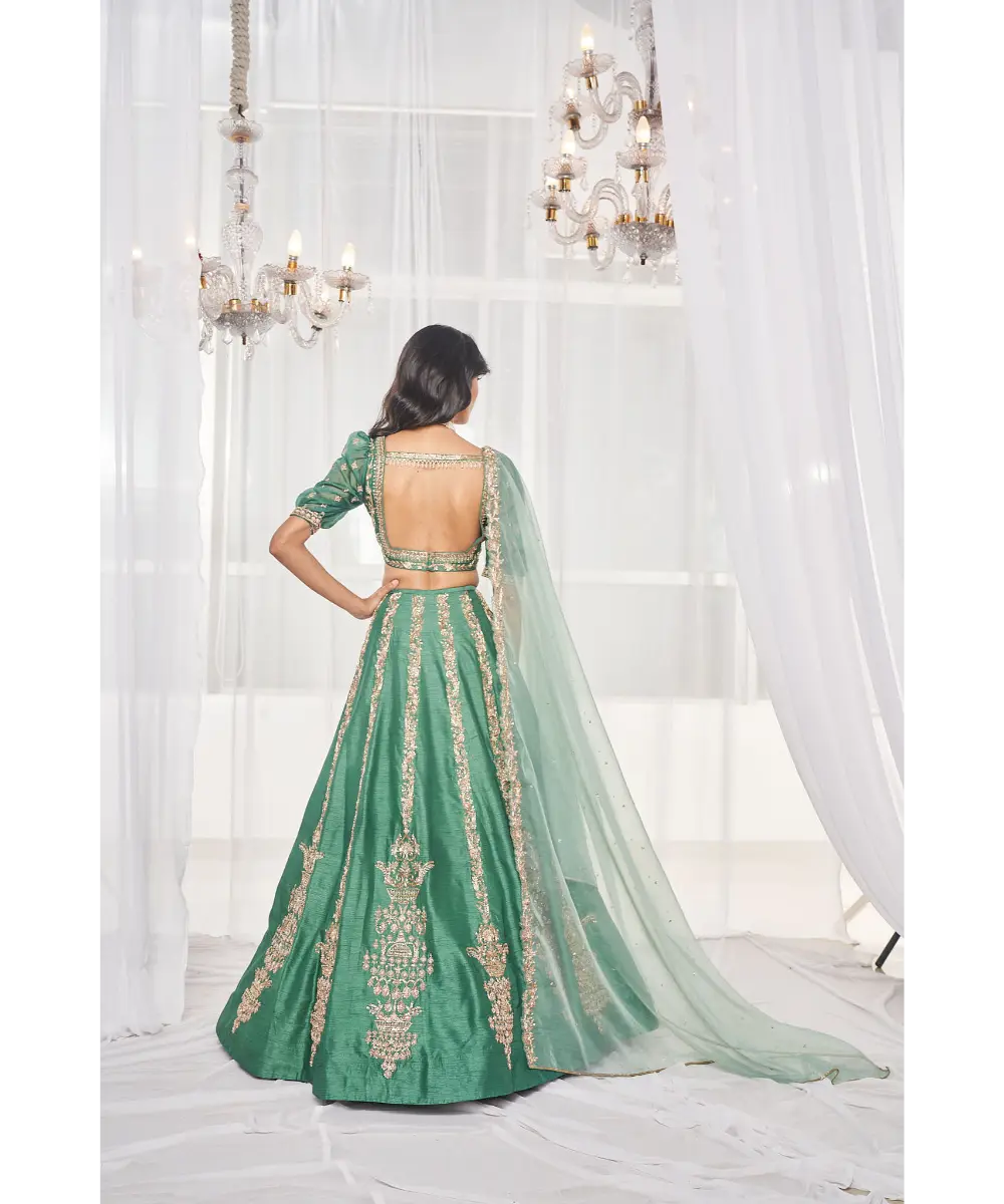 DISHA MUCHHALA- Teal Green Bridal Set