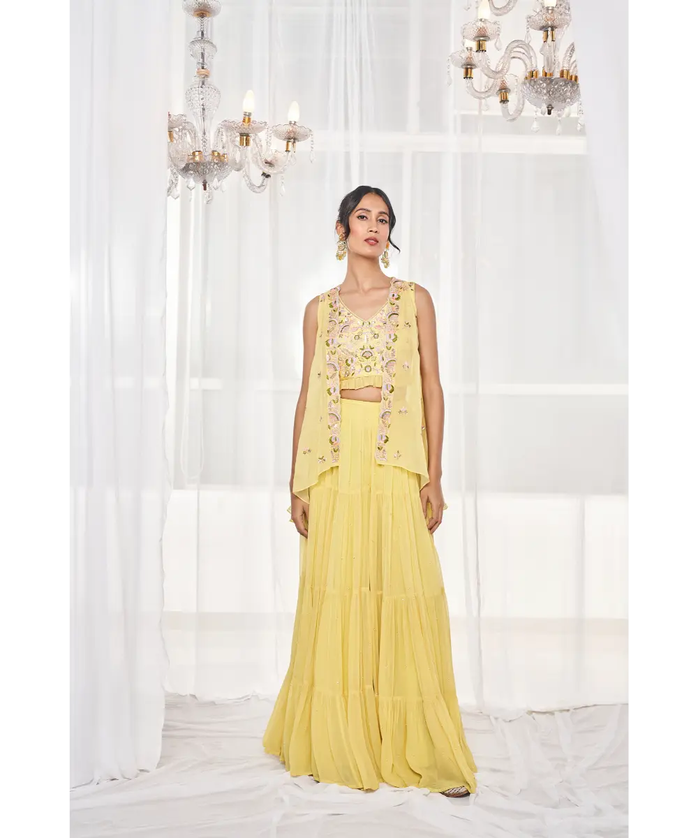 DISHA MUCHHALA- Lime Green Sharara Set