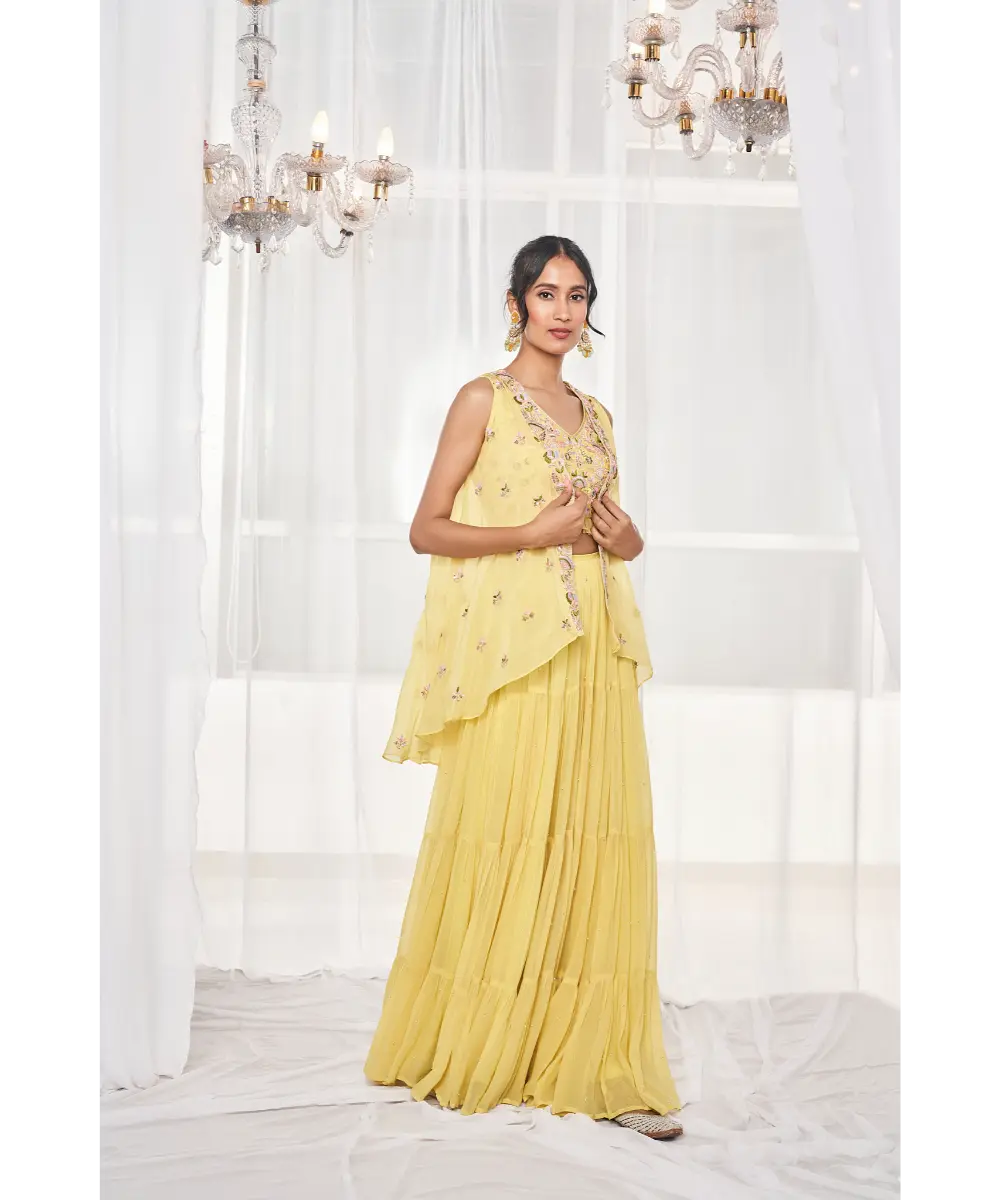 DISHA MUCHHALA- Lime Green Sharara Set