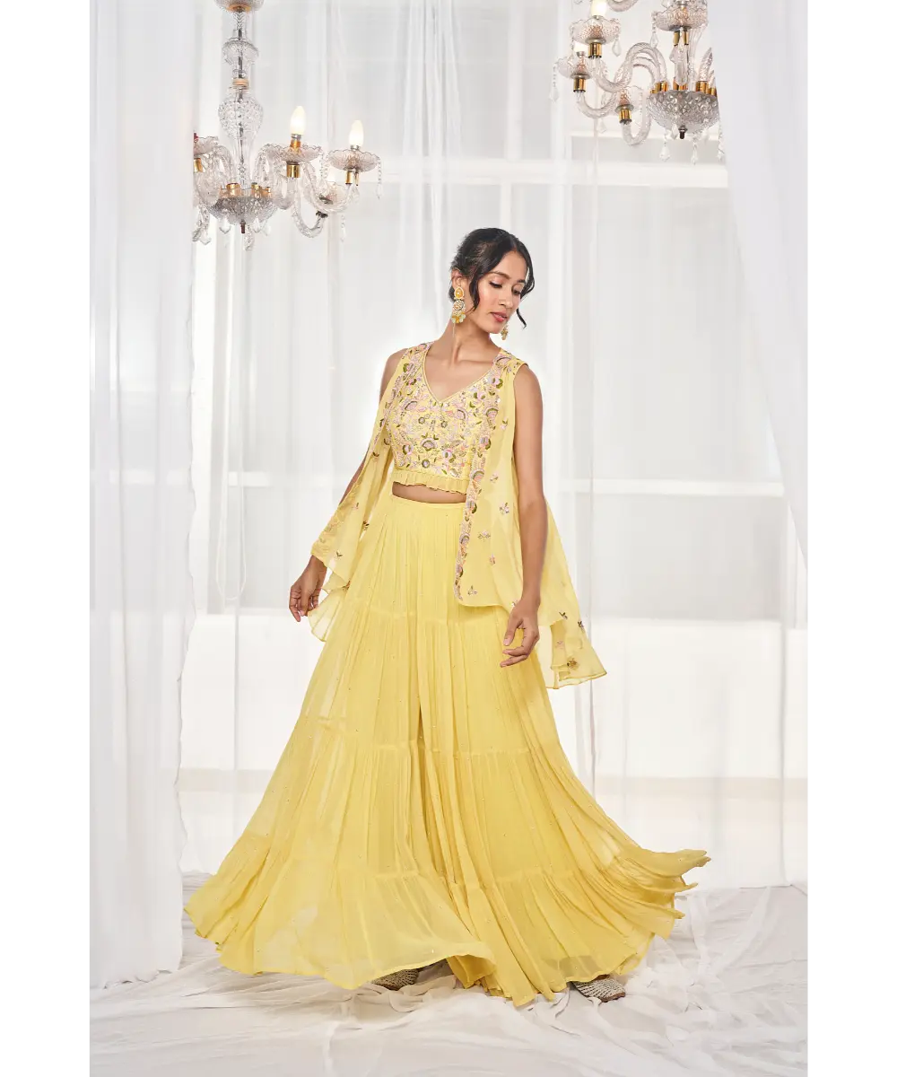 DISHA MUCHHALA- Lime Green Sharara Set