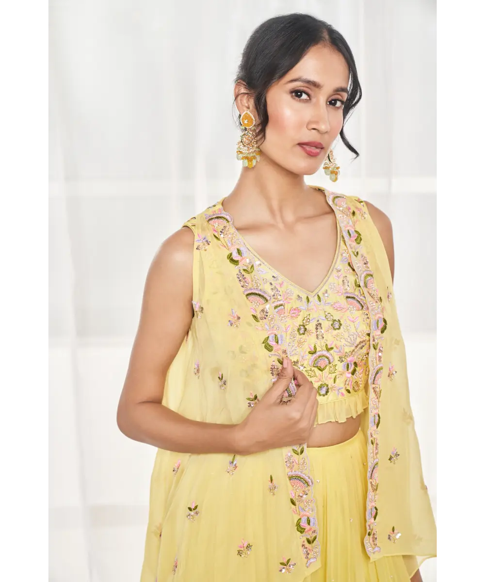 DISHA MUCHHALA- Lime Green Sharara Set