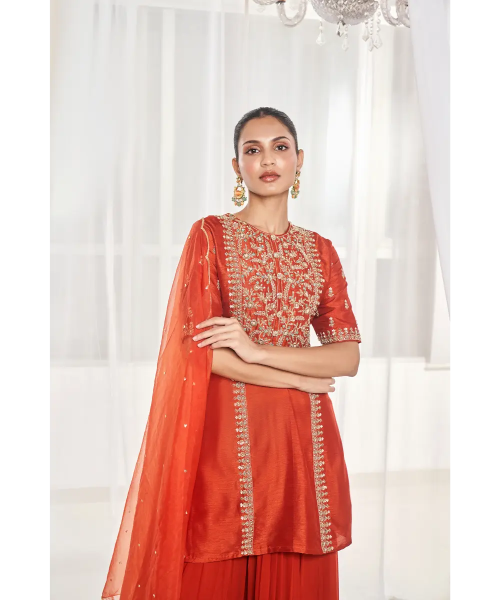 DISHA MUCHHALA- Burnt Orange Pant Set