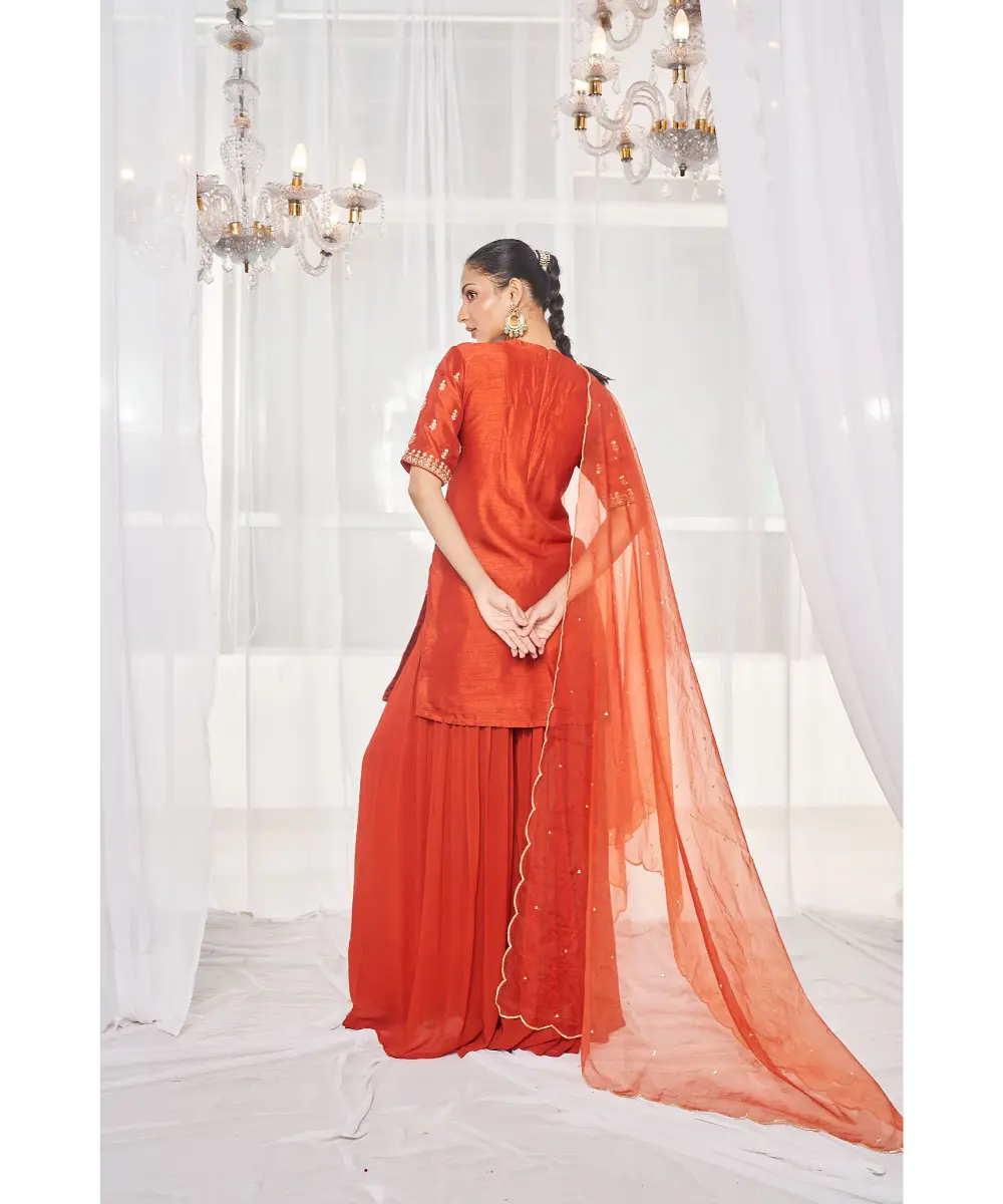 DISHA MUCHHALA- Burnt Orange Pant Set