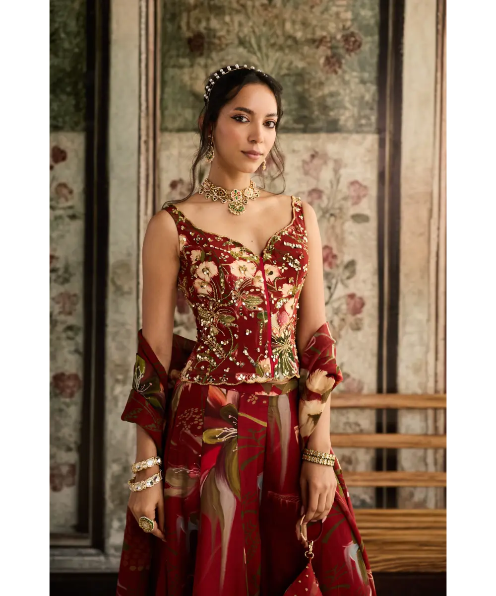 DIYARAJVVIR - Red Floral Printed Co-Ord Set