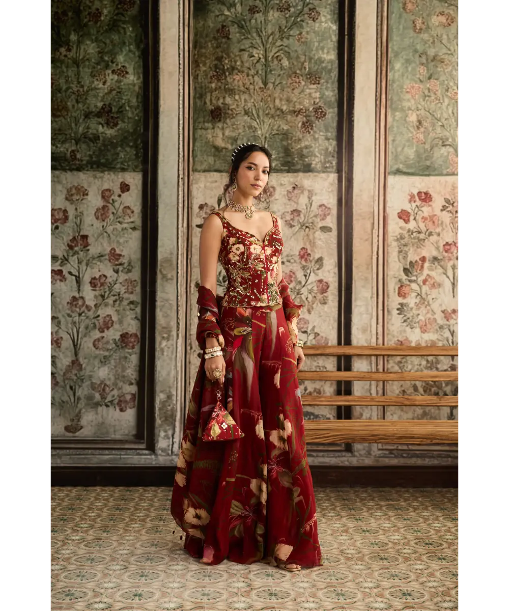 DIYARAJVVIR - Red Floral Printed Co-Ord Set