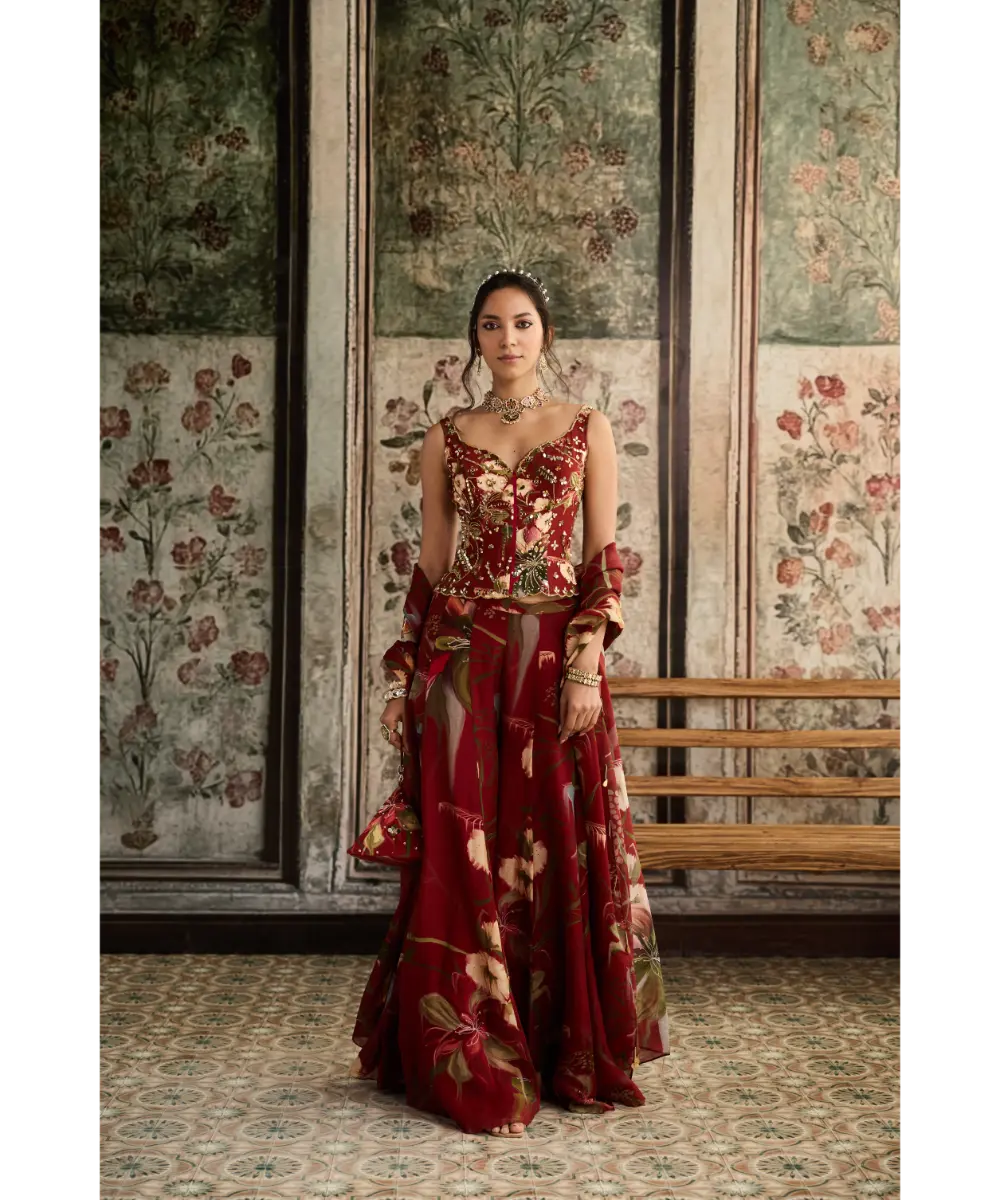 DIYARAJVVIR - Red Floral Printed Co-Ord Set