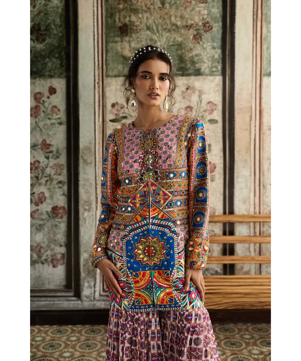 DIYARAJVVIR - MULTI-COLOR  PRINT AND HIGHLIGHTED  JACKET SET