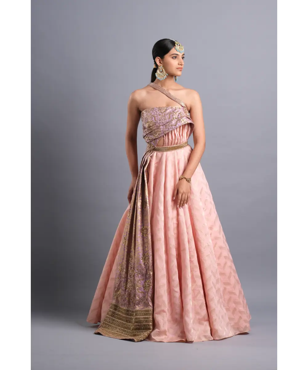 Aastha Sood - One shoulder Chanderi Gown