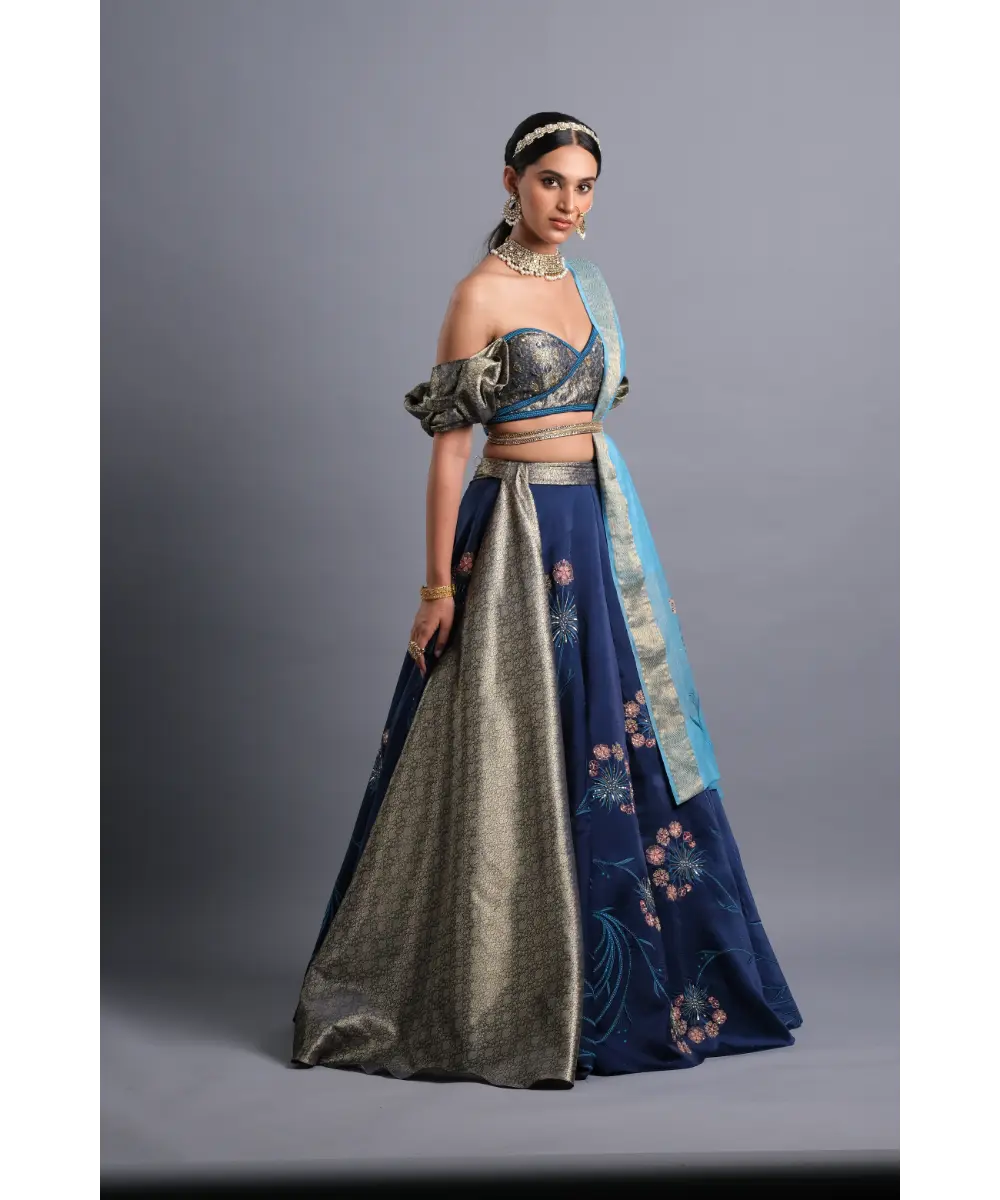 Royal blue Lehenga Enhanced