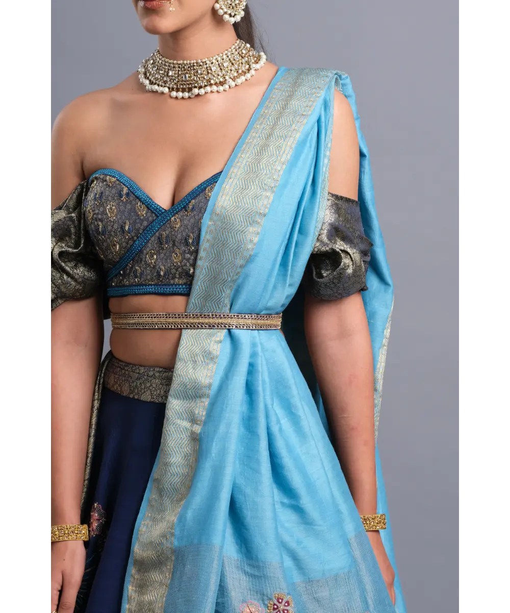Royal blue Lehenga Enhanced