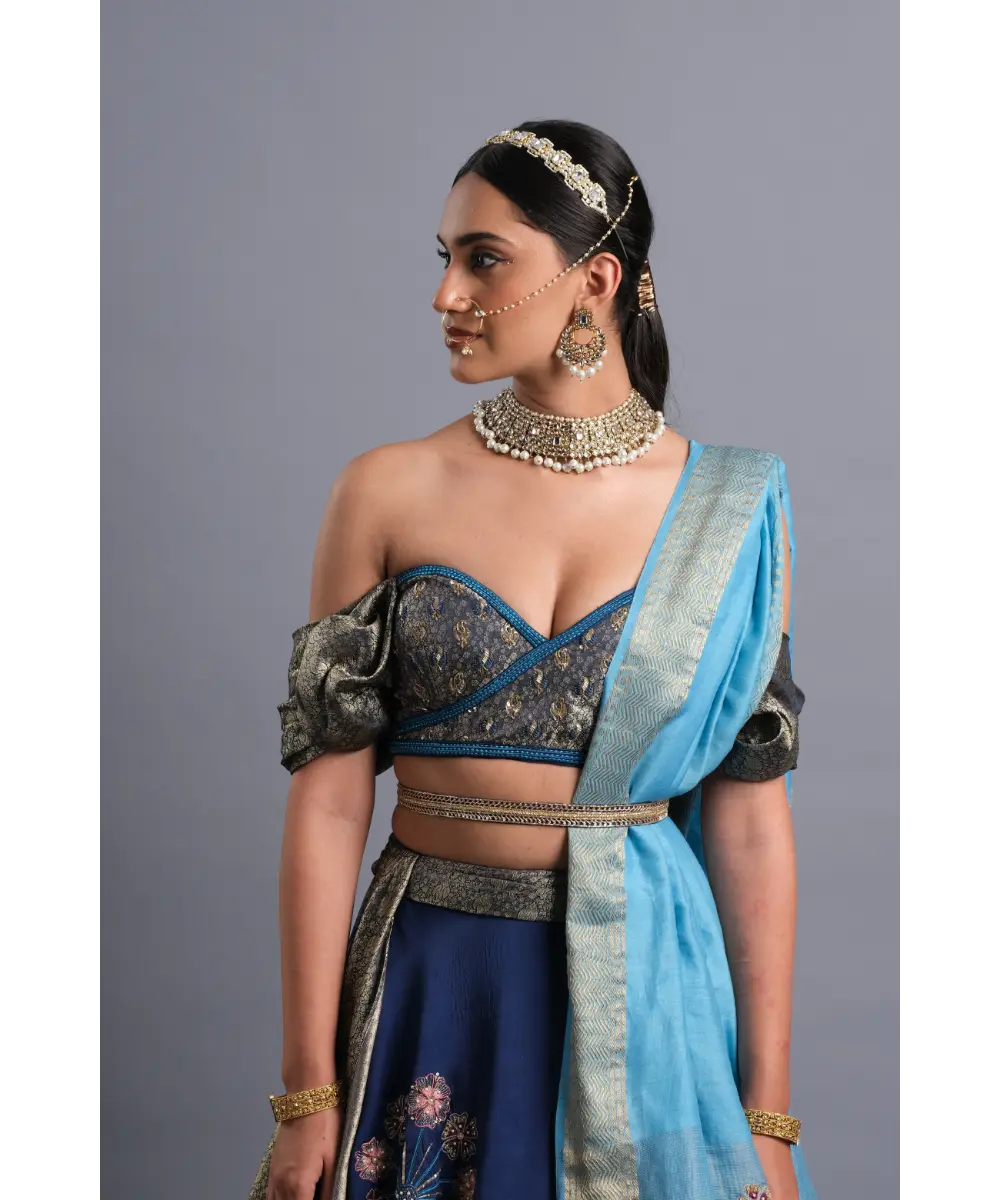 Royal blue Lehenga Enhanced