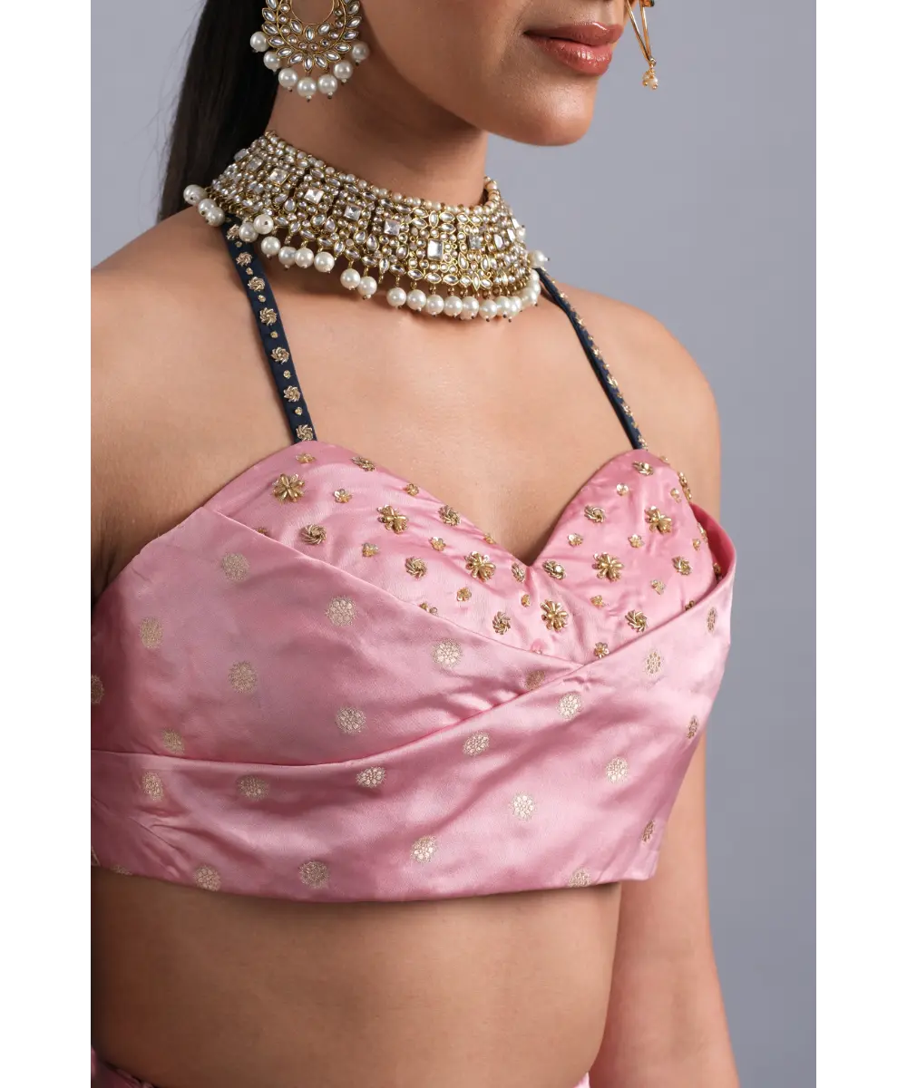 Aastha Sood - Midnight blue embroidered Organza Lehenga