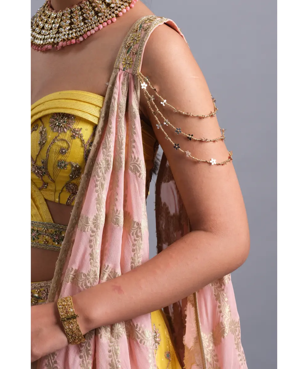 Canary yellow hand Embroidered Lehenga - The perfect Bridesmaid look