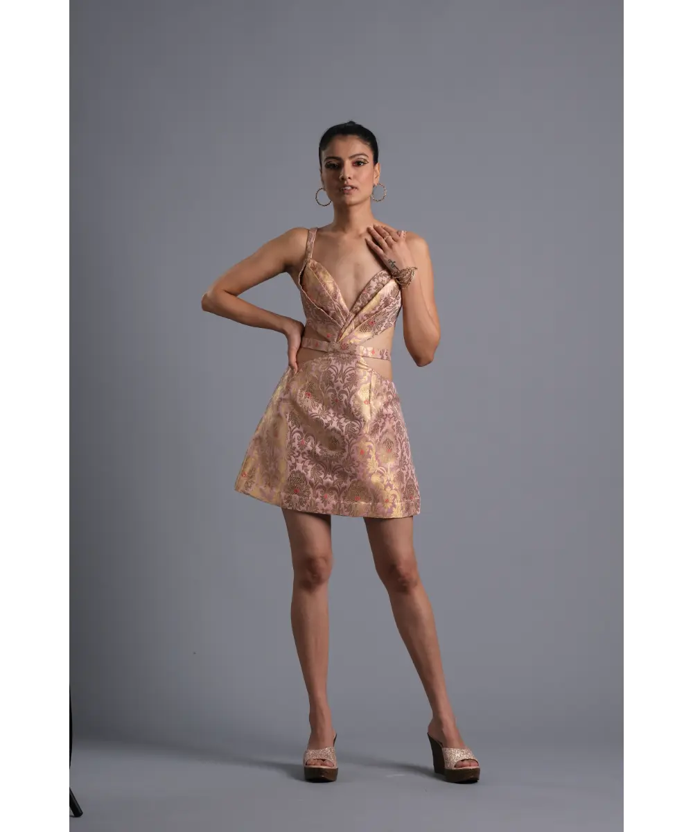 Aastha Sood - Carnation pink Brocade Dress