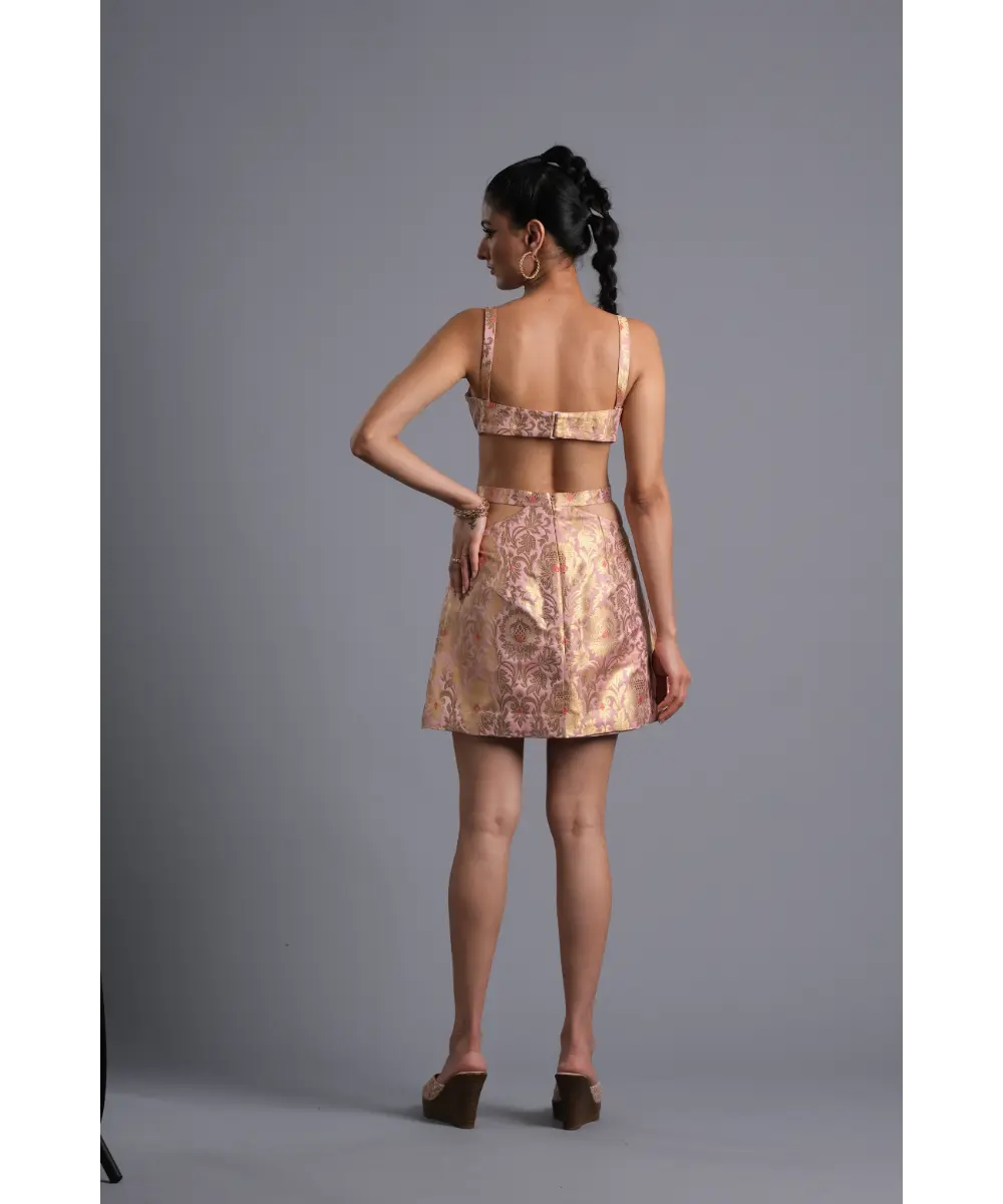 Aastha Sood - Carnation pink Brocade Dress