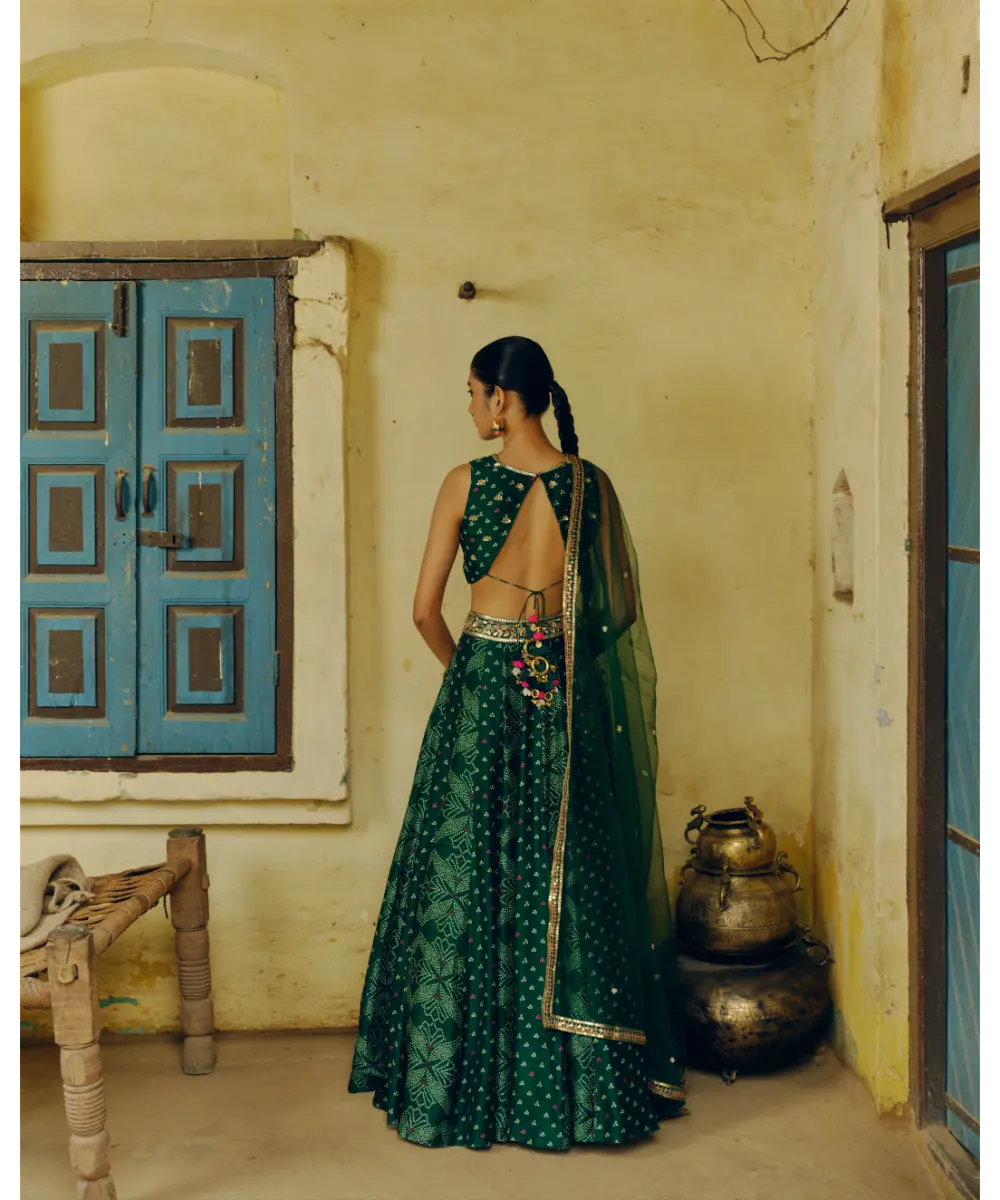 DRISHTI AND ZAHABIA - Emerald Green Lehenga Set