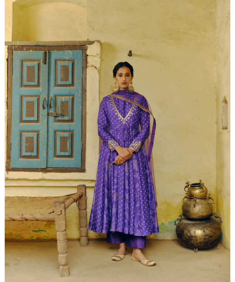DRISHTI AND ZAHABIA - Iris Purple Anarkali Set