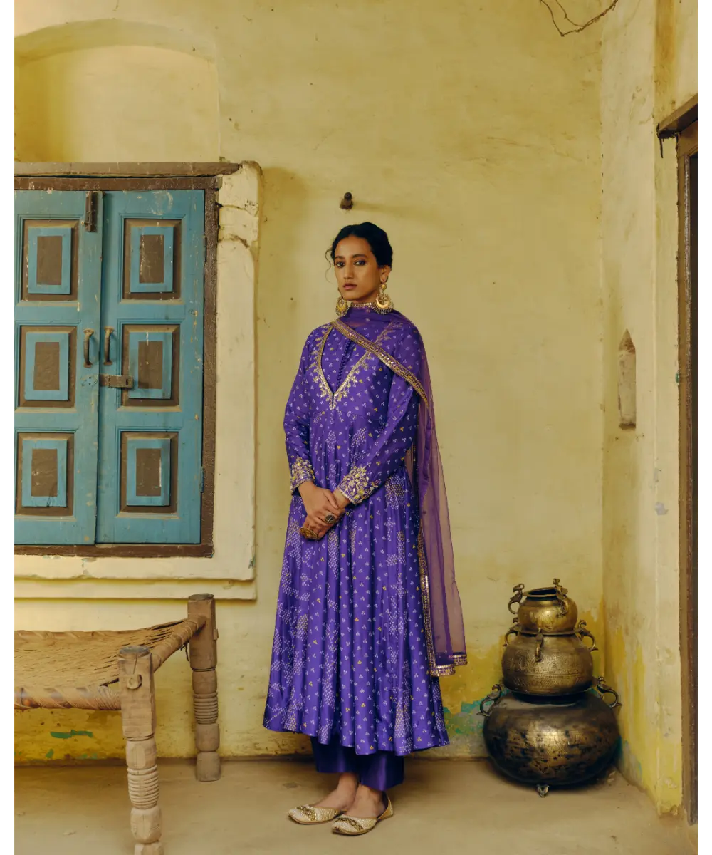 DRISHTI AND ZAHABIA - Iris Purple Anarkali Set