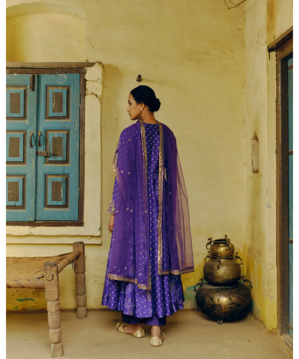 DRISHTI AND ZAHABIA - Iris Purple Anarkali Set
