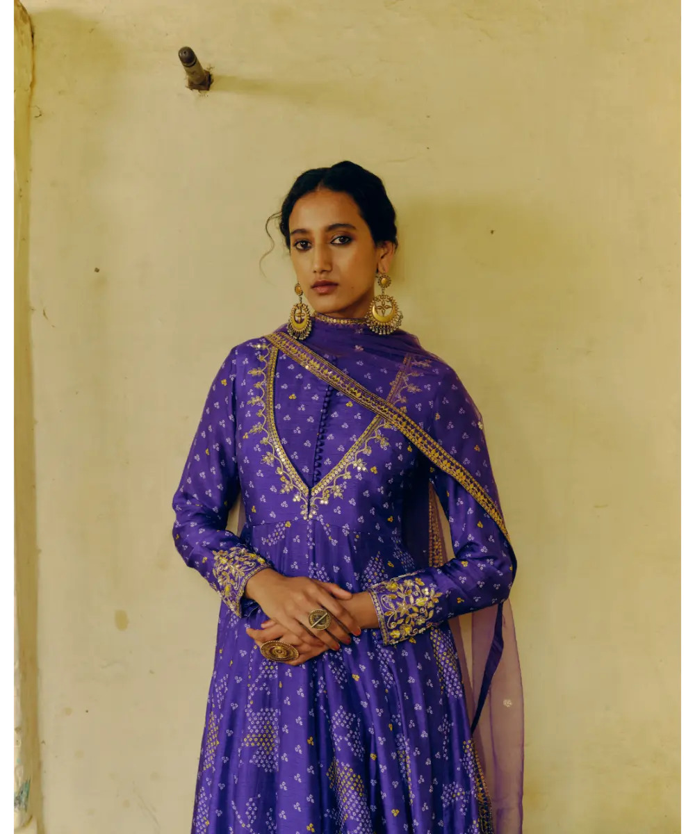 DRISHTI AND ZAHABIA - Iris Purple Anarkali Set