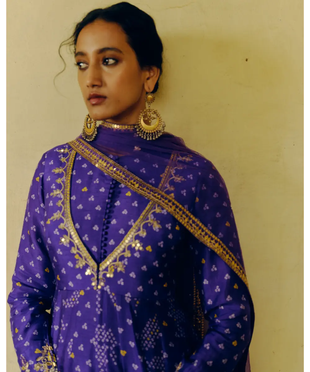DRISHTI AND ZAHABIA - Iris Purple Anarkali Set