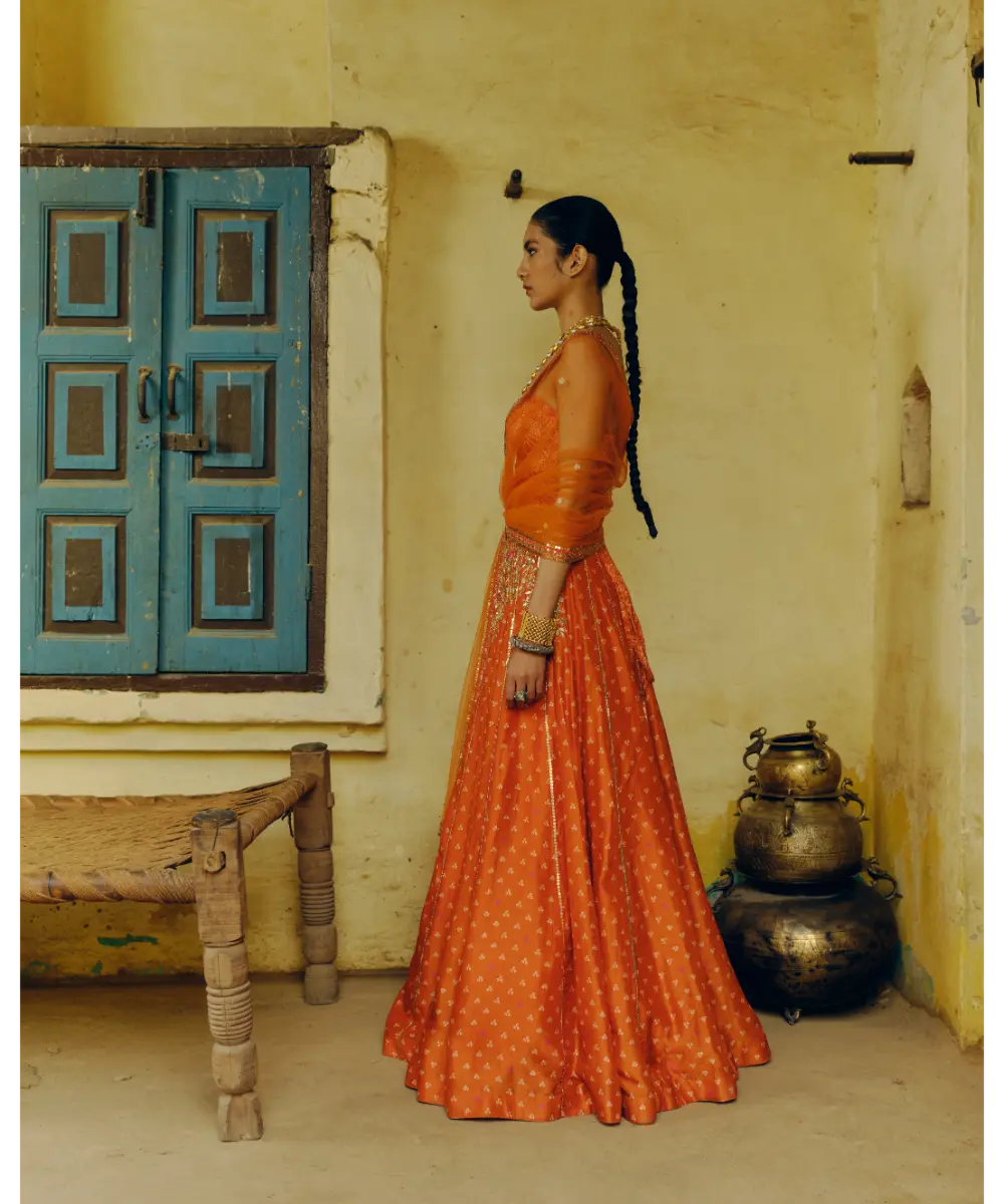 DRISHTI AND ZAHABIA - Rust Lehenga Set