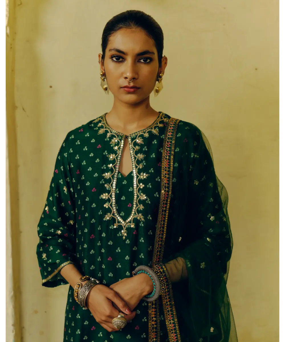 DRISHTI AND ZAHABIA - Emerald Green Kurta Set