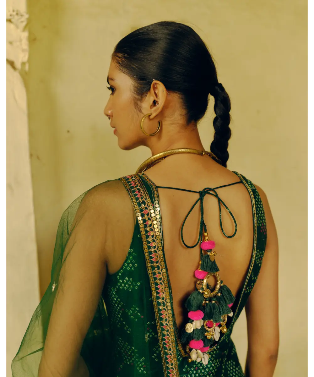 DRISHTI AND ZAHABIA - Emerald Green Sharara Set