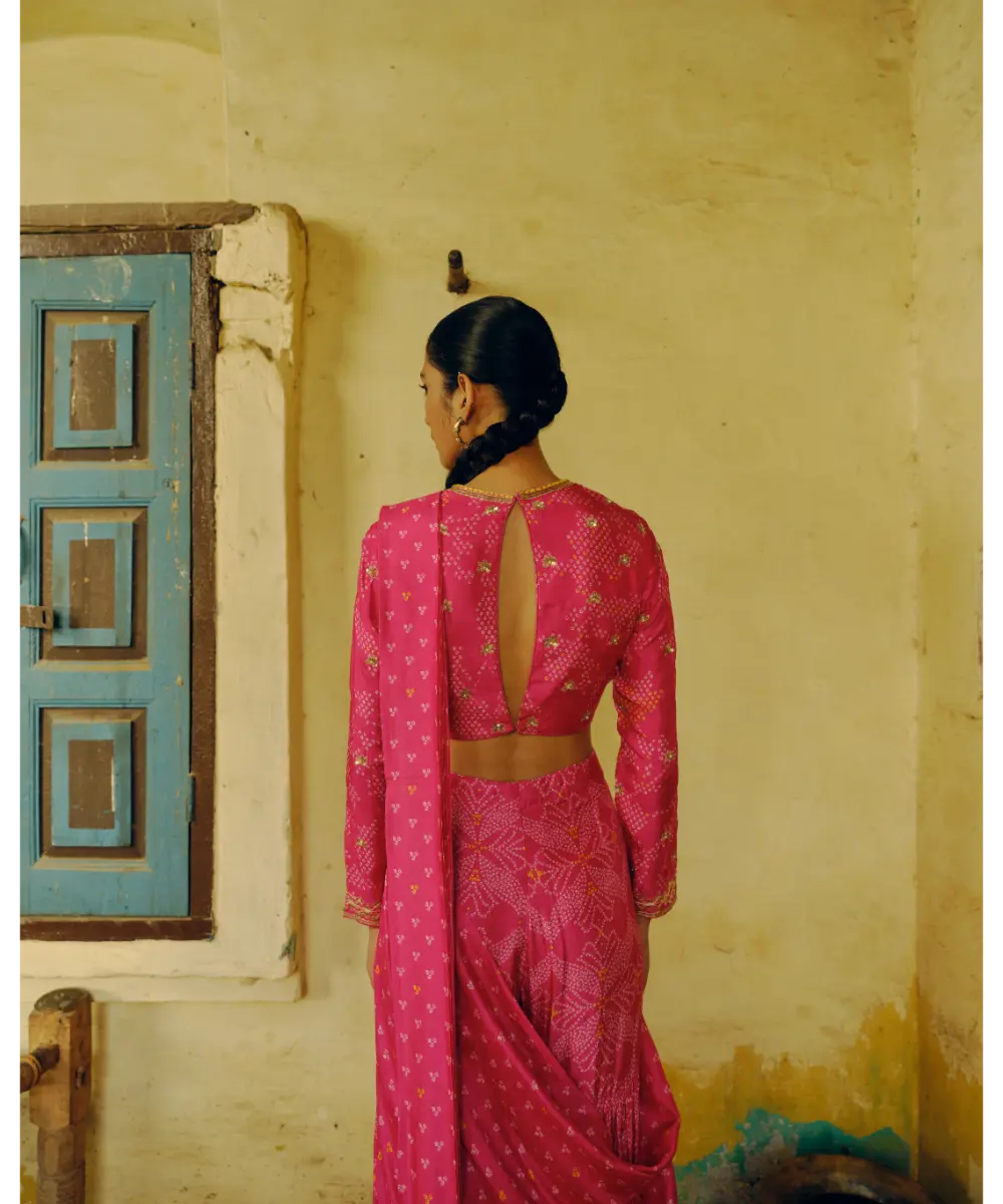 DRISHTI AND ZAHABIA - Rani Pink Sharara Saree