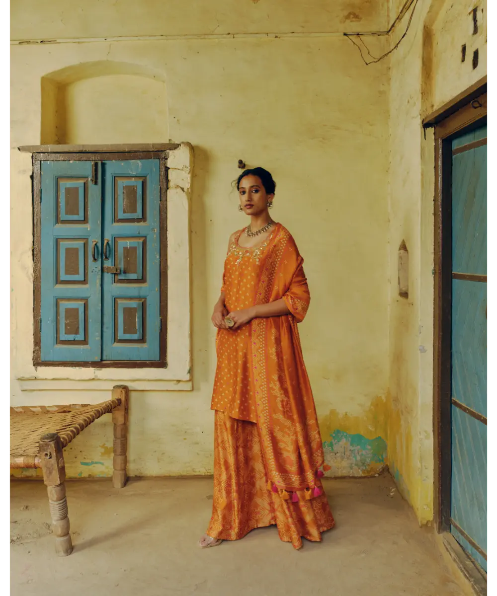 DRISHTI AND ZAHABIA - Ochre Kurta Set