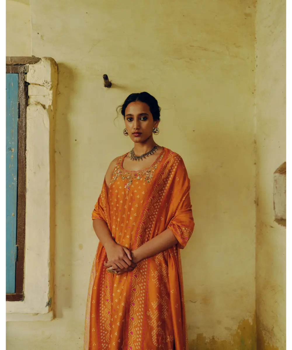 DRISHTI AND ZAHABIA - Ochre Kurta Set